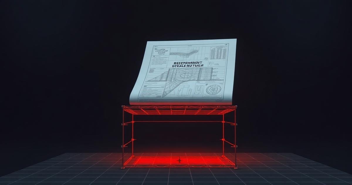 Render 3D de prancheta digital com blocos de escopo luminosos laranja