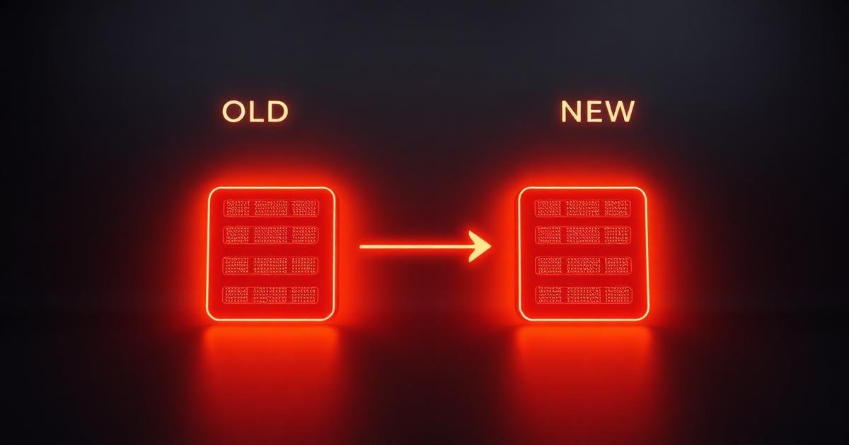 Render 3D de pontes de dados laranja conectando duas plataformas escuras