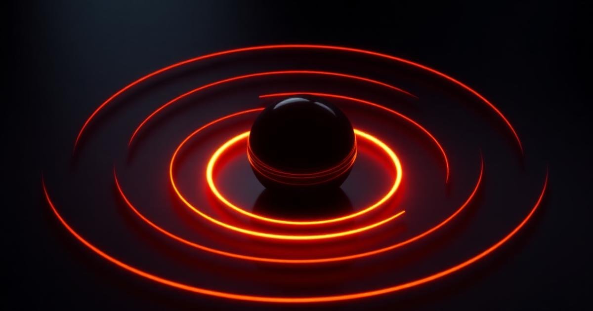 Render 3D de anéis concêntricos laranja representando ciclos de recompra sobre fundo escuro
