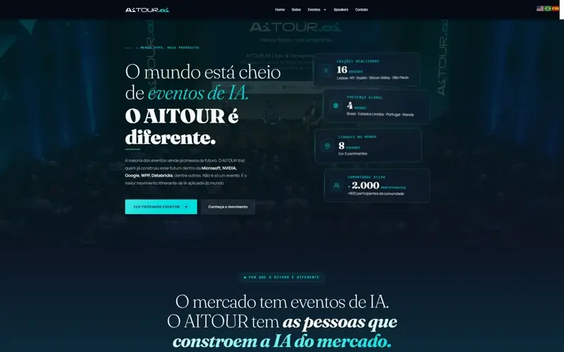 Prévia da página do projeto AiTour — Site Principal, cliente AiTour