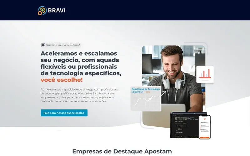 Prévia da página do projeto Bravi — Alocação, cliente Bravi