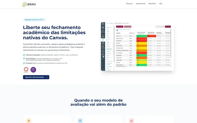 Prévia da página do projeto Bravi — Centro de Notas, cliente Bravi